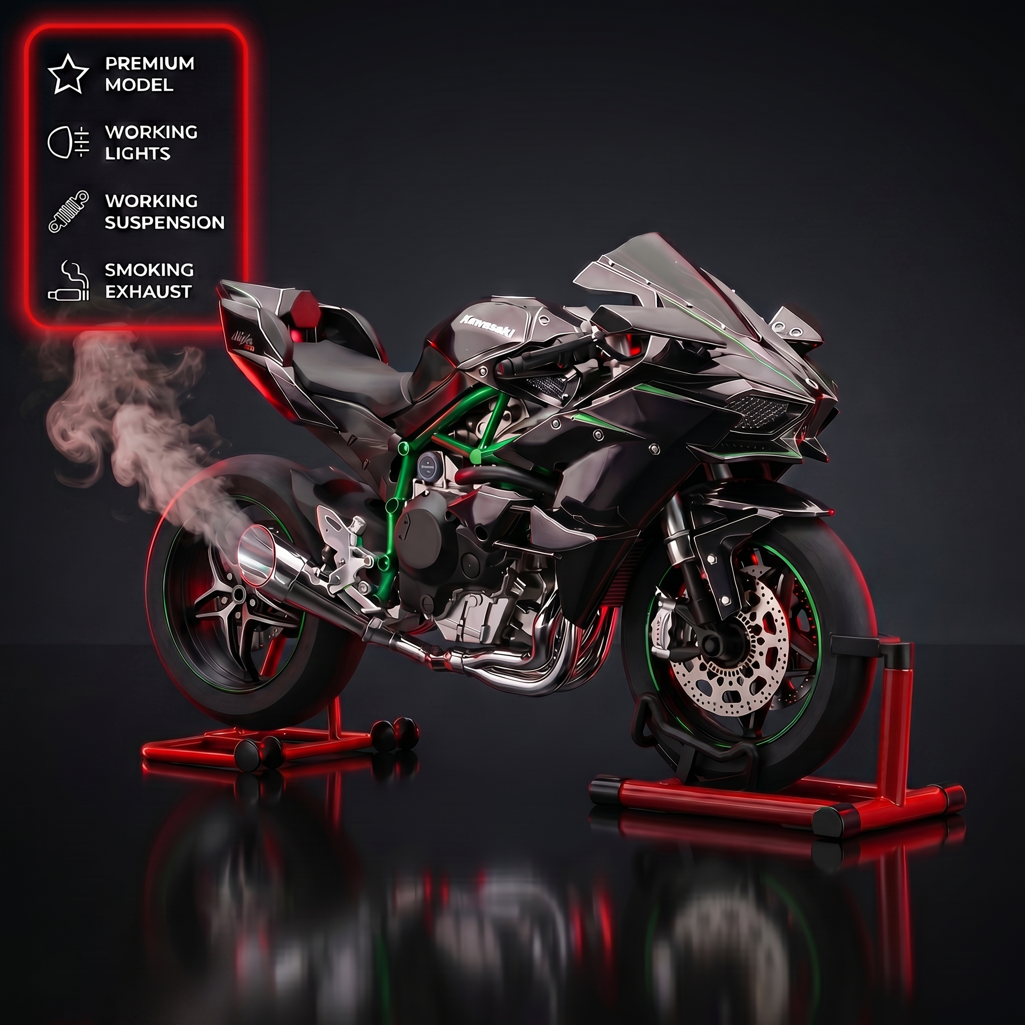 1:6 Kawasak Ninja H2R - With Smoke – The Nano Rides